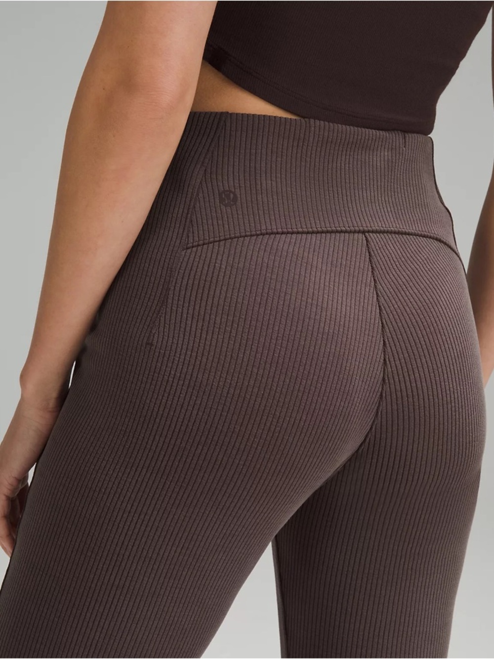 New Lululemon Ribbed Softstreme Zip-Leg HR Crop 25" Espresso Size 4 NWT - Picture 4 of 12